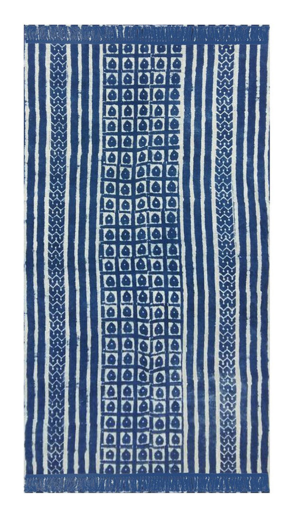 Dabu Rug Indigo I Dabu Printed Rugs – Jaipur RugHauz